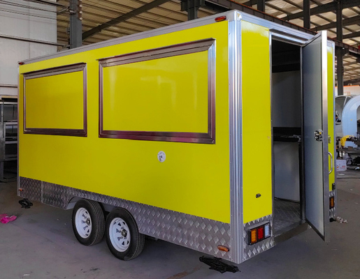 Affordab Dinner Car Disesuaikan Berkualitas Tinggi 2024 Mobile kuning Food Trailer Snack Food Truck Tea Shop Trailer