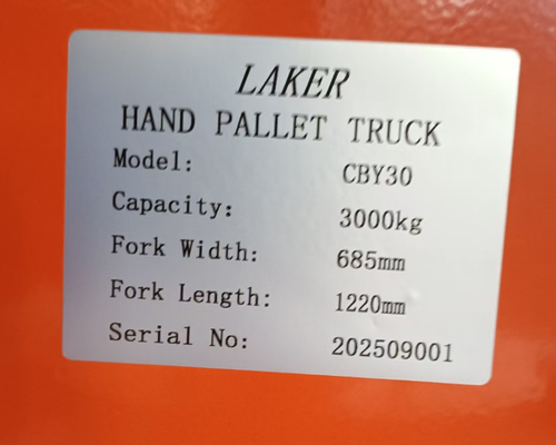 Truk pallet tangan 3 ton dengan roda nilon ganda untuk penanganan bahan gudang 3000kg