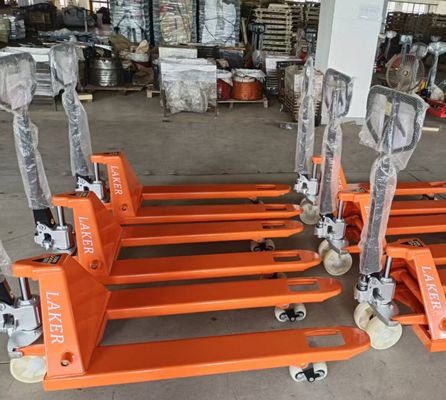 Euro Pallet Stabil Load Bearing 2,5 Ton Hand Pallet Truck 550 mm Lebar 1150 mm Panjang garpu Roda nilon ganda