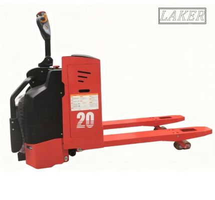 LAKER Penghematan tenaga kerja 2 Ton Stand On Electric Pallet Truck dengan Baterai Kapasitas Besar 210Ah