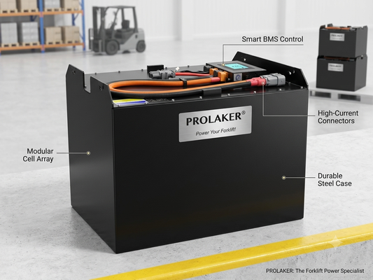 ProLaker Drop-in Lead-Acid Replacement LiFePO4 Forklift Baterai 24V 48V 80V, 210Ah-880Ah Disesuaikan Untuk Forklift Listrik Palet Truk Stacker Warehouse Material Handling Dengan Smart BMS