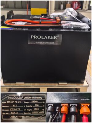 Baterai lithium-ion aman berkapasitas tinggi, dilengkapi dengan sistem perlindungan BMS bawaan yang andal, bebas perawatan & masa pakai lama, kompatibel dengan sebagian besar merek forklift