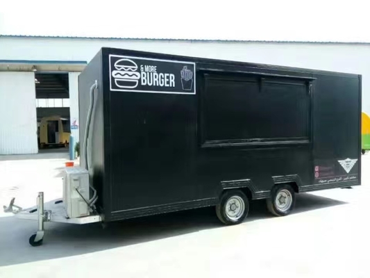 Trailer truk makanan persegi bergerak untuk membuat es krim, donat, pizza dan burger